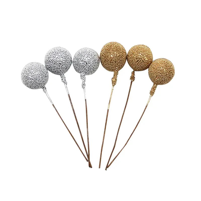 (100 Pcs/pack)6cm Christmas Tree Berry Decoration Simulation Bayberry Gold Silvery Berry Bouquet False Plant Wreath Decoration
