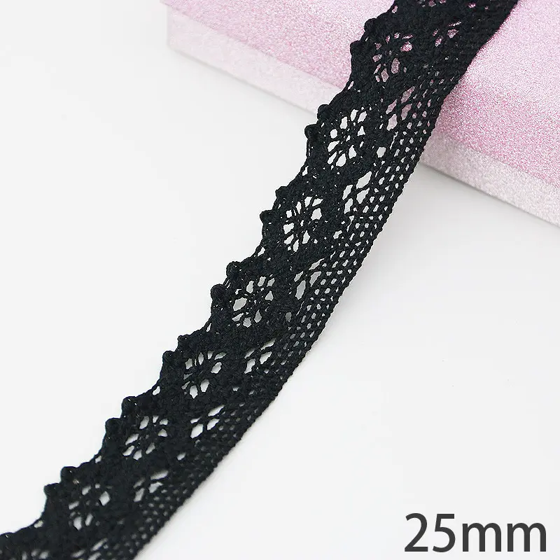 (5 meters/roll) black cotton embroidery bud silk screen ribbon fabric decoration DIY decorative sewing handmade craft materials