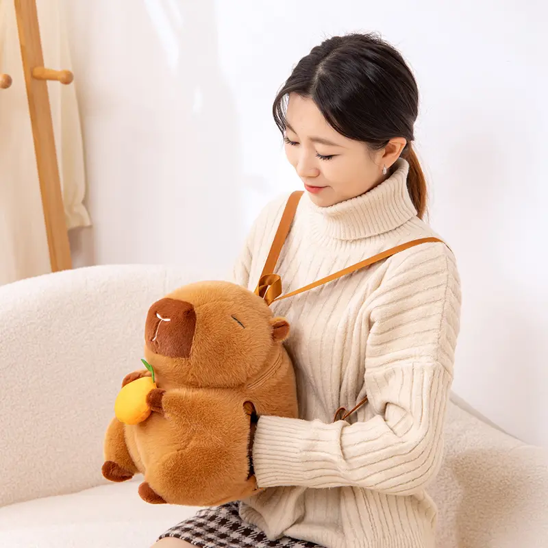 Fun Cute Animal Capybara Plush Doll Backpack Panda Raccoon Wolf Bear Frog Penguin Elephant Plush Backpack Soft Gift For Child