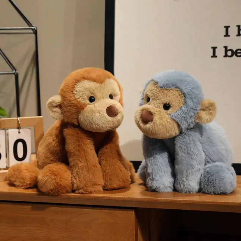 40cm Cartoon Plush Doll Realistic Monkey Stuffed Animals Toy Kawaii Macaque Doll Desktop Ornament Birthday Gifts Home Decoration