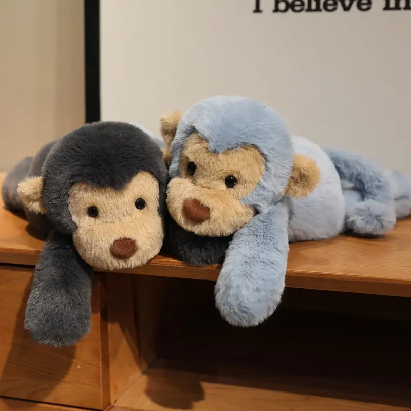 40cm Cartoon Plush Doll Realistic Monkey Stuffed Animals Toy Kawaii Macaque Doll Desktop Ornament Birthday Gifts Home Decoration