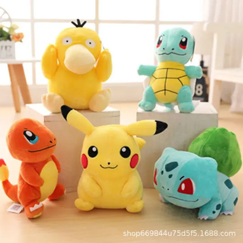 2025 New 20cm Pokemon Stuffed Plush Toys Kawaii Pikachu Raichu Jenny Turtle Anime Doll Kids Birthday Christmas Gift