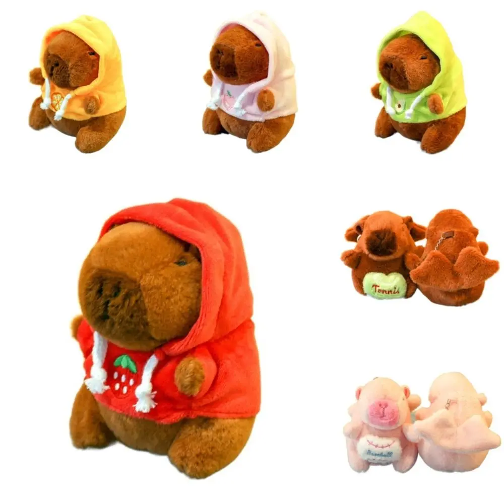 Cute Small Size Capibara Plush Toy with Wings Hoodie Simulation Capybara Doll Anime Fluffty Toy Birthday Party