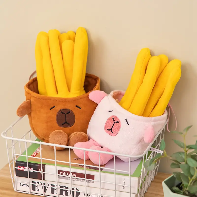 Capybara French fries Plush Toy Stuffed Capibara Plushie Cartoon Fast Food Plush Doll Restaurant Decor Gift