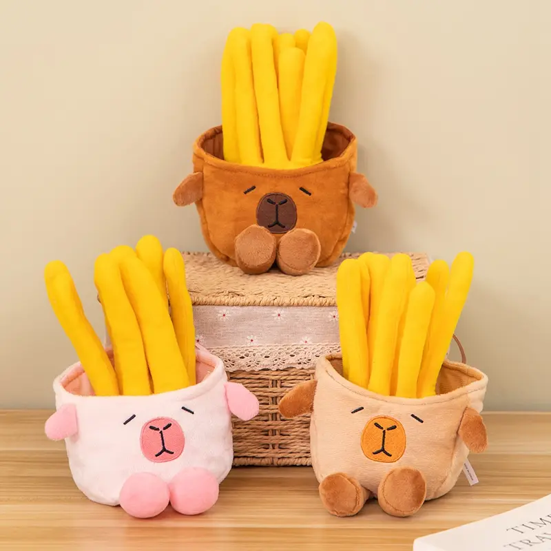 Capybara French fries Plush Toy Stuffed Capibara Plushie Cartoon Fast Food Plush Doll Restaurant Decor Gift