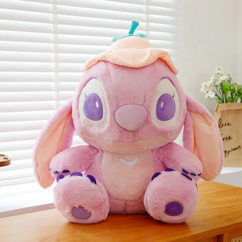 Explosions Star Baby 30Cm Plush Toy Doll Disney Stitch Yellow Lotus Leaf Hat Anqi Pink Lotus Leaf Hat Doll Trend Pillow Gift