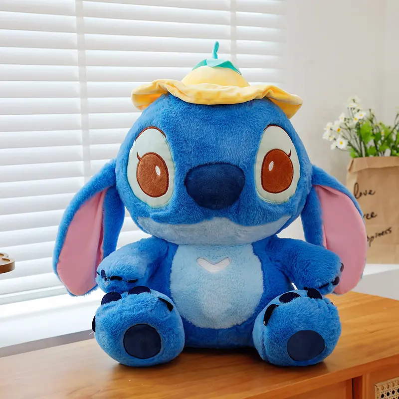 Explosions Star Baby 30Cm Plush Toy Doll Disney Stitch Yellow Lotus Leaf Hat Anqi Pink Lotus Leaf Hat Doll Trend Pillow Gift