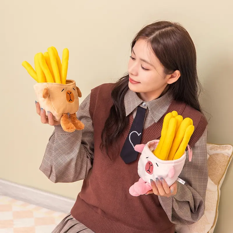 Capybara French fries Plush Toy Stuffed Capibara Plushie Cartoon Fast Food Plush Doll Restaurant Decor Gift