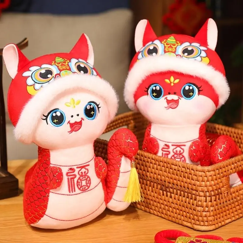 Q81A Zodiacs Snake Stuffed Animals Plush Toy,Small Snake Year Mascots Plush Toy Soft Plushie for New Year Decorations