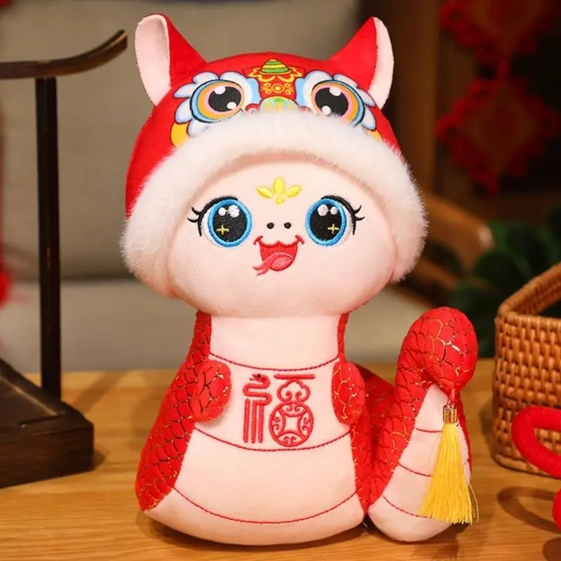 Q81A Zodiacs Snake Stuffed Animals Plush Toy,Small Snake Year Mascots Plush Toy Soft Plushie for New Year Decorations