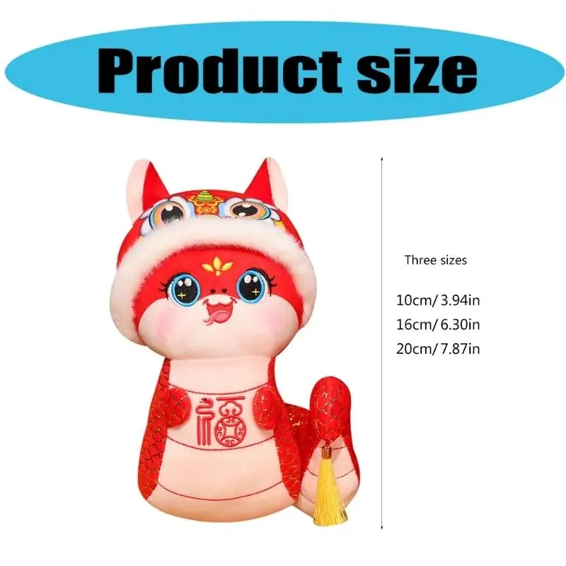 Q81A Zodiacs Snake Stuffed Animals Plush Toy,Small Snake Year Mascots Plush Toy Soft Plushie for New Year Decorations