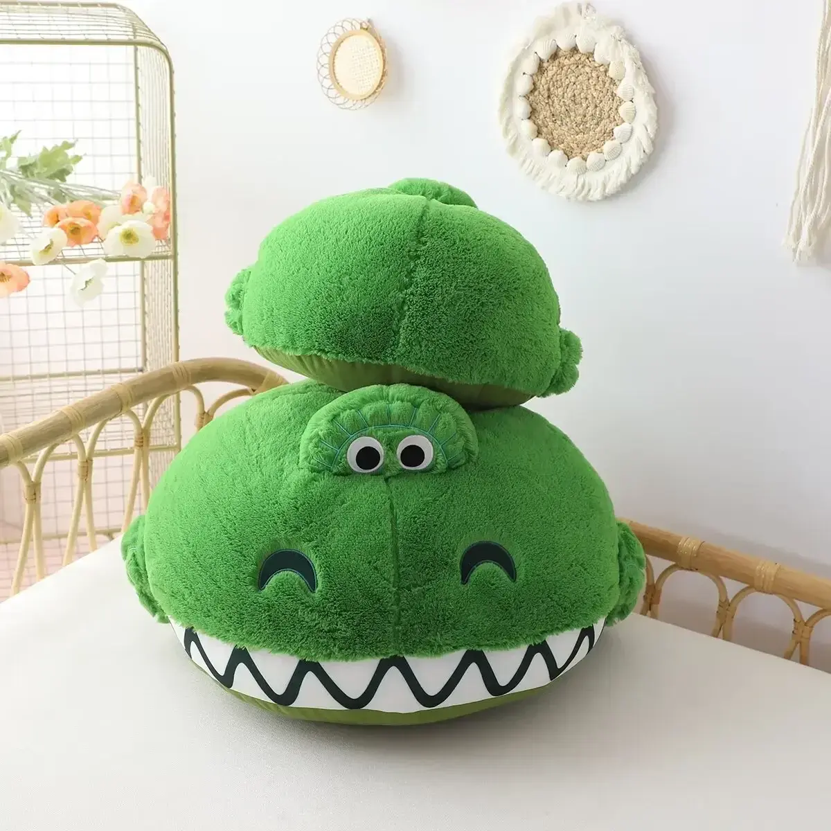 Disney Rex the Green Dinosaur Cartoon Anime Plush Pillow Soft Stuffed Cushion Lumbar Support Soft Decor Xmas Gift
