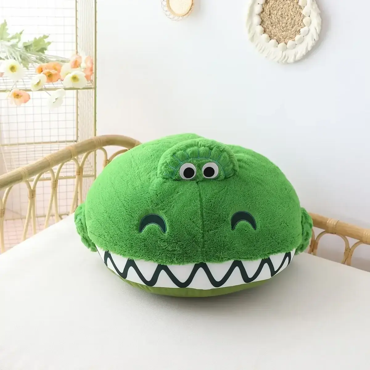 Disney Rex the Green Dinosaur Cartoon Anime Plush Pillow Soft Stuffed Cushion Lumbar Support Soft Decor Xmas Gift