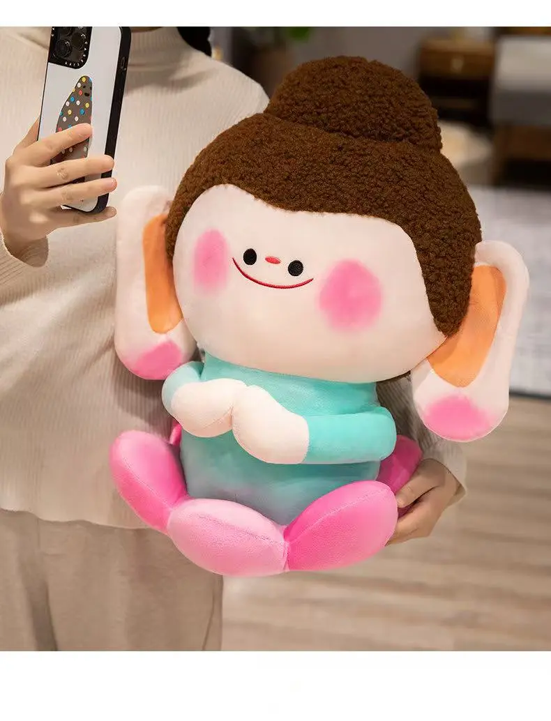 Lotus Buddha Doll Plush Toy Cartoon Anime Cute Handmade Pillow Cushion 3 Sizes 30cm/40cm/50cm Children's Gift for Thanksgiving