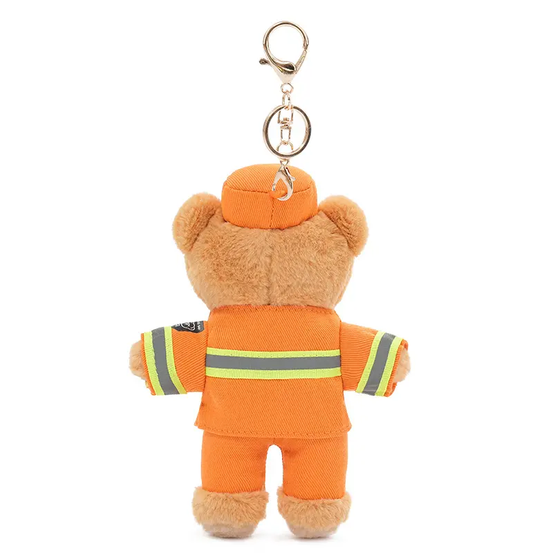 Police Teddy Bear Doll Pendant Keychain Plush Toy Hug Baby Teddy Bear Firefighter Doll 15CM