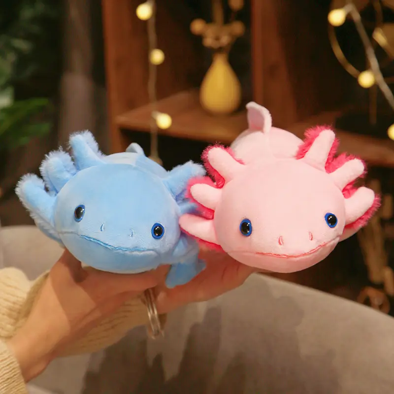 23-80cm Kawaii Colorful Newt Plush Toy Stuffed Cute Axolotl Salamander Fuzzy Plush Fish Appeasing Long Pillow Cushion Kids Gift
