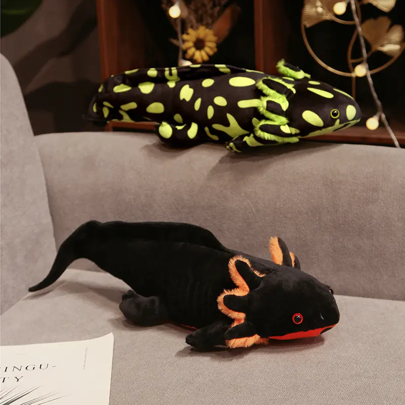 23-80cm Kawaii Colorful Newt Plush Toy Stuffed Cute Axolotl Salamander Fuzzy Plush Fish Appeasing Long Pillow Cushion Kids Gift