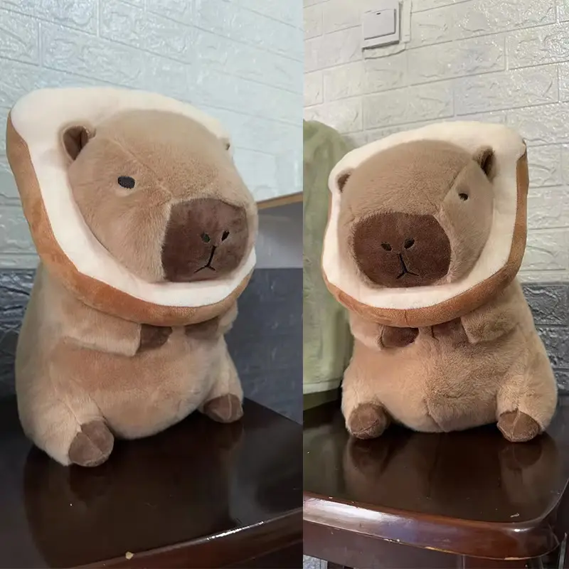 Cute Capybara Plush Doll Cosplay Cartoon Animals Stuffed Flower Ring Bread Capibara Plush Toy for Kids Birthday Xmas Pillow Gift