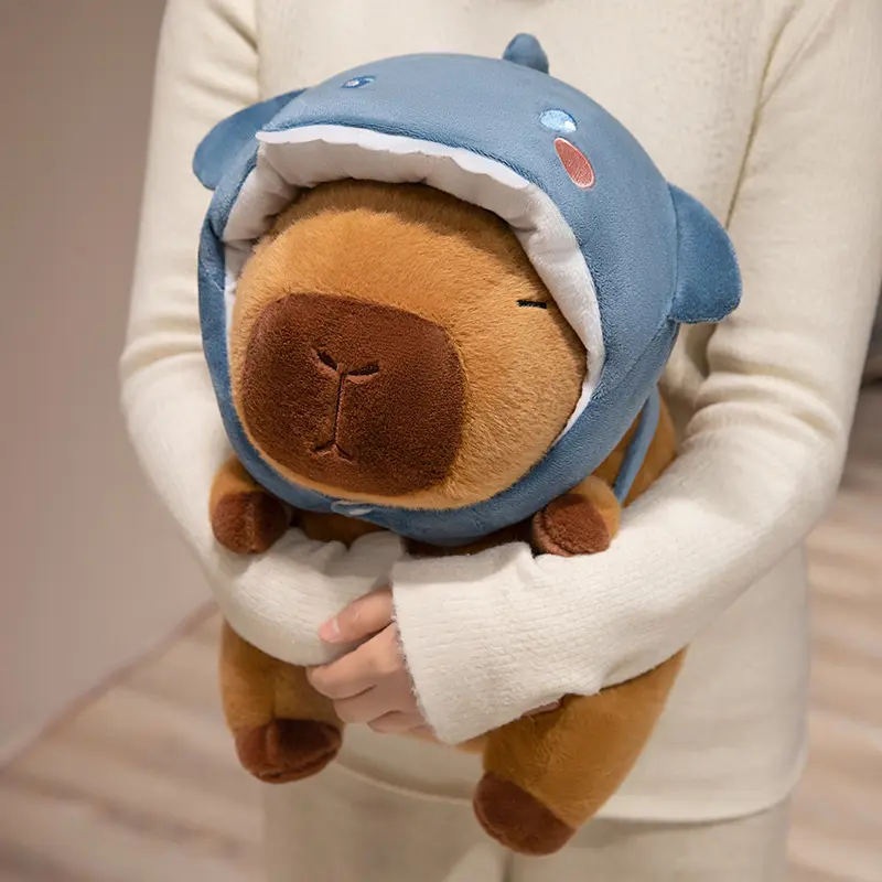 4 Styles Funny Detachable Capybara Wearing Animal Hat Plush Toys Soft Chubby Cartoon Capybara Doll Warm Cute Gift To Kids