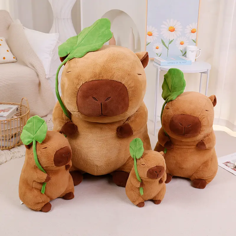 30/40/55cm Funny Capybara Plush Doll Holding Lotus Leaf Capybara Soft Plush Doll Home Decor Birthday Gift For Boys And Girls