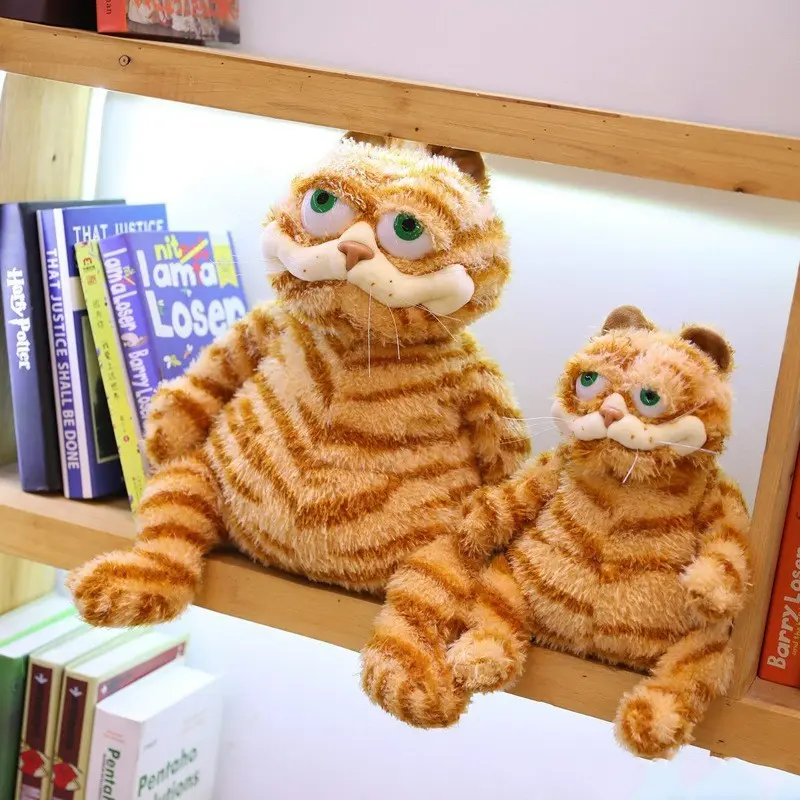 Fat Orange Plush Cat Stuffed Animals Toy, Lifelike Yellow Tabby Cat Kitty Toy for Boys and Girls Children Xmas Birthday