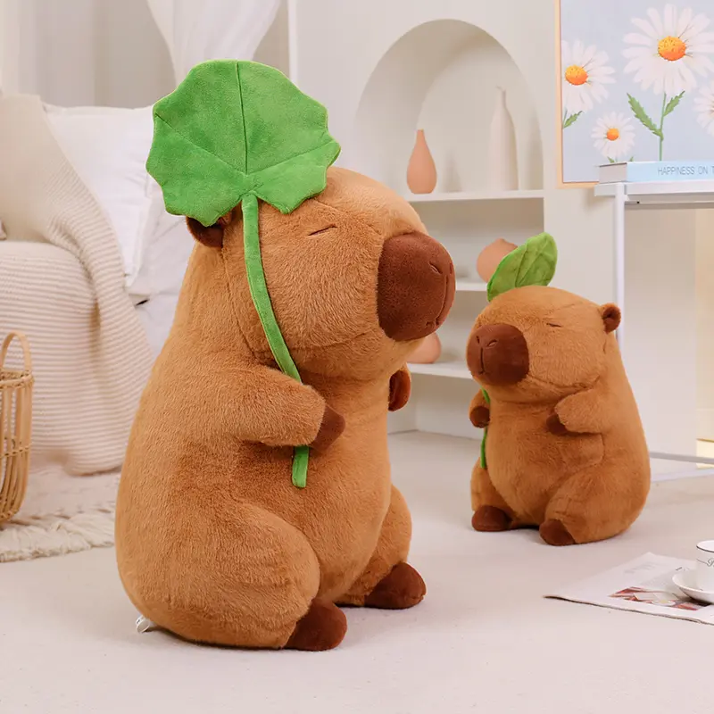 30/40/55cm Funny Capybara Plush Doll Holding Lotus Leaf Capybara Soft Plush Doll Home Decor Birthday Gift For Boys And Girls