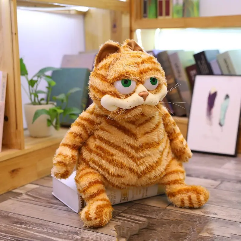 Fat Orange Plush Cat Stuffed Animals Toy, Lifelike Yellow Tabby Cat Kitty Toy for Boys and Girls Children Xmas Birthday
