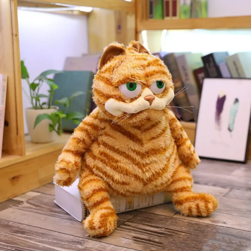 Fat Orange Plush Cat Stuffed Animals Toy, Lifelike Yellow Tabby Cat Kitty Toy for Boys and Girls Children Xmas Birthday