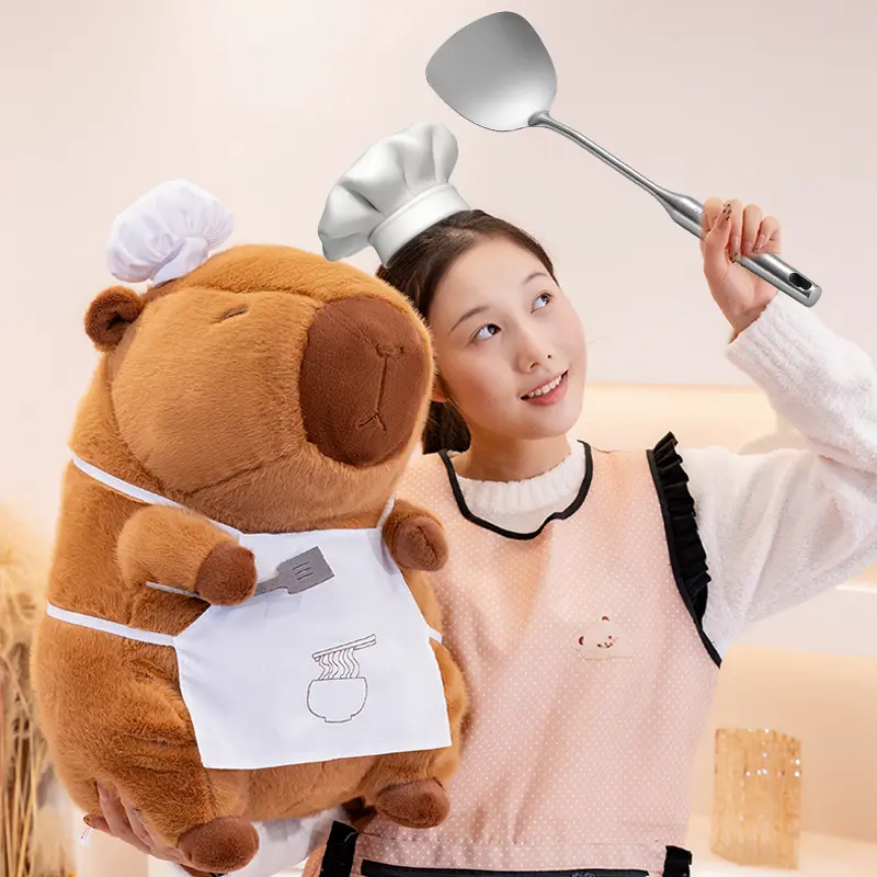 25-60cm Cute Cartoon Cosplay Chef Capybara Plush Doll Pillow Role-play Cooking Bread Capybara Plush Toy Home Decor Gift For Kids