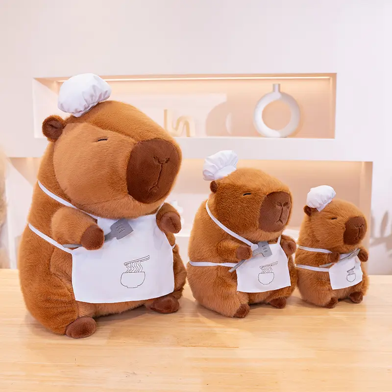 25-60cm Cute Cartoon Cosplay Chef Capybara Plush Doll Pillow Role-play Cooking Bread Capybara Plush Toy Home Decor Gift For Kids