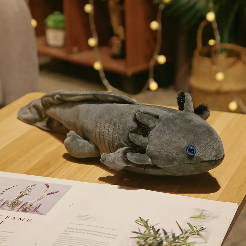 45cm Kawaii Colorful Newt Plush Toy Stuffed Cute Axolotl Salamander Fuzzy Plush Fish Appeasing Long Pillow Cushion Kids Gift