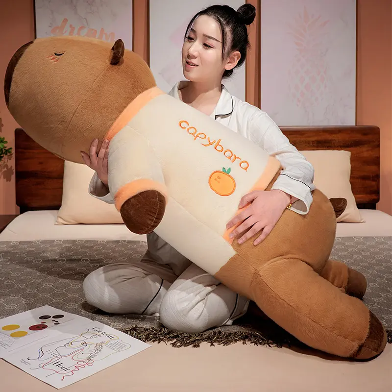 75-100cm Kawaii Big Capybara Plush Toy Pillow Capibala Animal Soft Stuffed Toy Cute Cushion Doll Kids'S Toy Girl Holiday Gifts