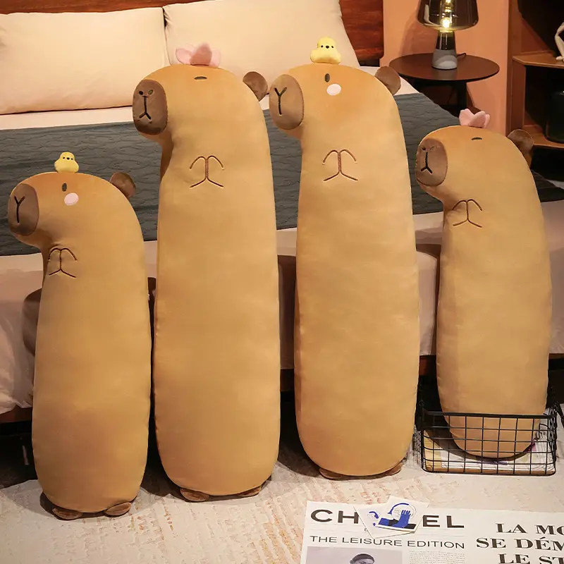 Cute Fluffy Sleepping Pillow Capybara Plush Doll Kawaii Long Capybara Stuffed Toy Stuffed Animals Birthday Gift Home Decor