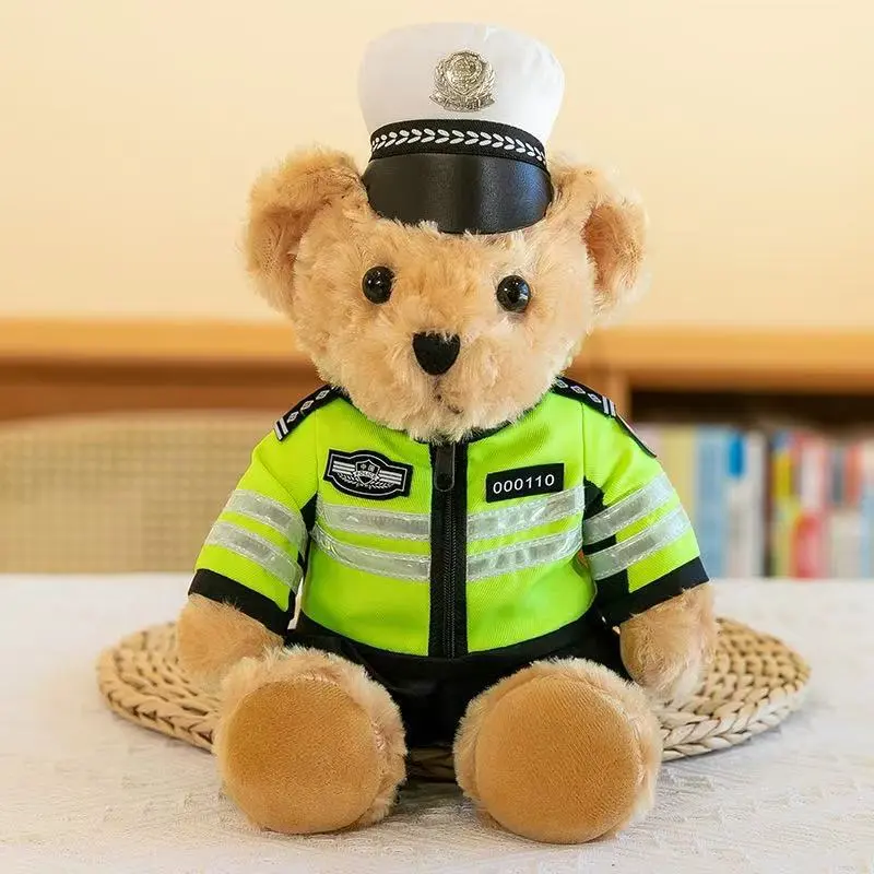 25cm/35cm Traffic Police Teddy Bear Doll Police Teddy Bear Doll Uniform Firefighter Teddy Bear Plush Toy Girl Children's Gift