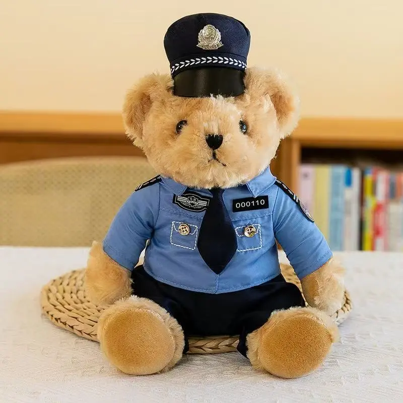 25cm/35cm Traffic Police Teddy Bear Doll Police Teddy Bear Doll Uniform Firefighter Teddy Bear Plush Toy Girl Children's Gift