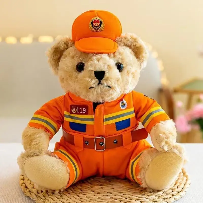 25cm/35cm Traffic Police Teddy Bear Doll Police Teddy Bear Doll Uniform Firefighter Teddy Bear Plush Toy Girl Children's Gift