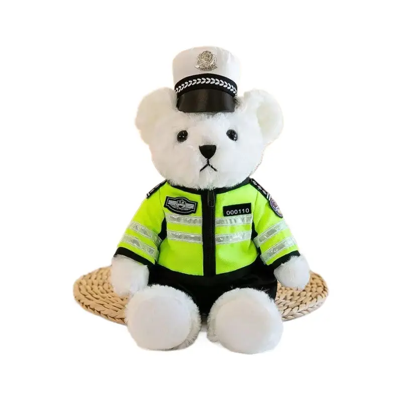 25cm/35cm Traffic Police Teddy Bear Doll Police Teddy Bear Doll Uniform Firefighter Teddy Bear Plush Toy Girl Children's Gift