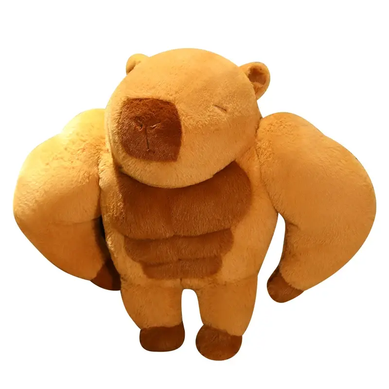 Brown Muscular Capybara Doll Plush Toy Stuffed Strong Aquatic Animal Pillow Plushie Peluche Children Present