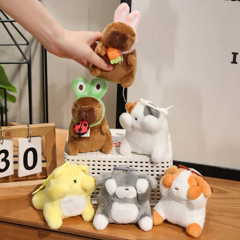 Capybara Plush Toy Cartoon Capibala Plushie Dolls Stuffed Animal Pillow Home Decor bag Pendant keychain Kids Xmas Gifts