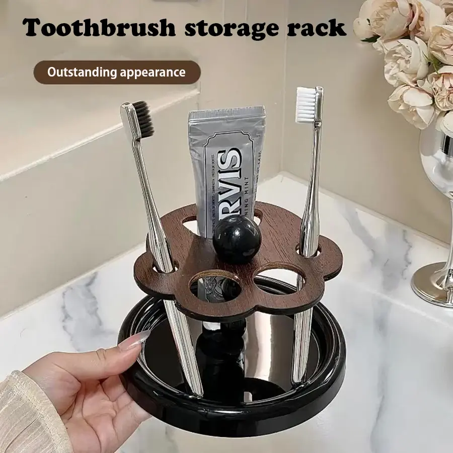 Cat Paw Shape  Toothbrush Holder Cute No Punching Toothbrush Holder Base Makeup Brush Storage Bathroom Accessories Tool