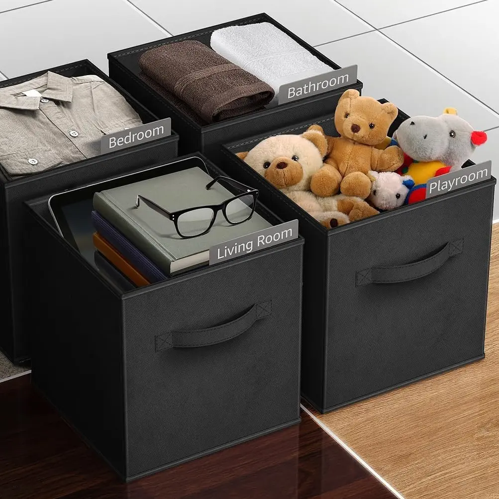 26x26x28cm 1/2 pc Cubes Bins Pure Color Non Woven Square Storage Box Clothes Toys Sundries Storage Box Wardrobe Drawer Organizer