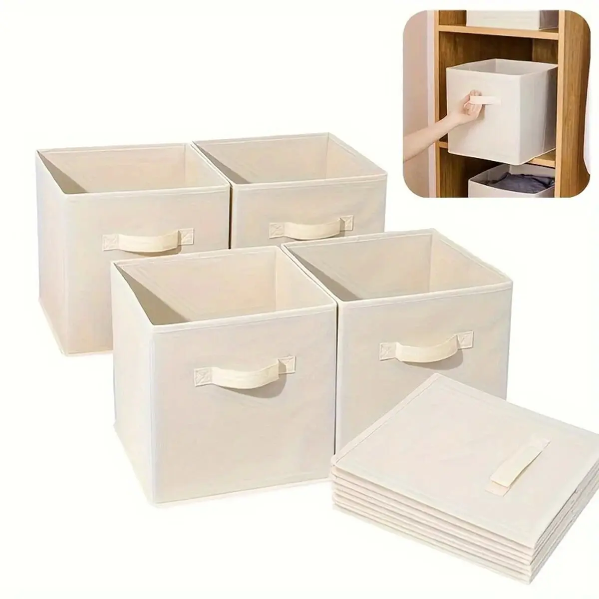 26x26x28cm 1/2 pc Cubes Bins Pure Color Non Woven Square Storage Box Clothes Toys Sundries Storage Box Wardrobe Drawer Organizer