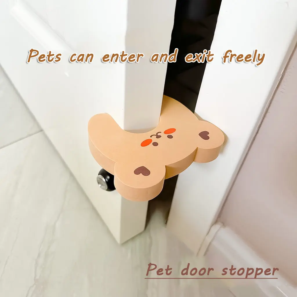 1/5pcs ins bear door handle anti-collision, children's room anti-pinch safety door stop, bedroom door closing artifact for pets