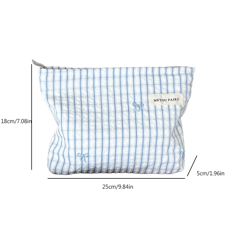 New Blue Color Mommy Bag Bowknot Embroidery Makeup Bag Zipper Baby Diaper Bag Nappy Pouch Travel Toiletry Storage Bags