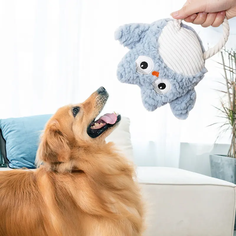 Plush Dog Toy Animals Shape Bite Resistant Squeaky Toys Corduroy Dog Toys for Small Large Dogs Puppy Pets Training Accessories