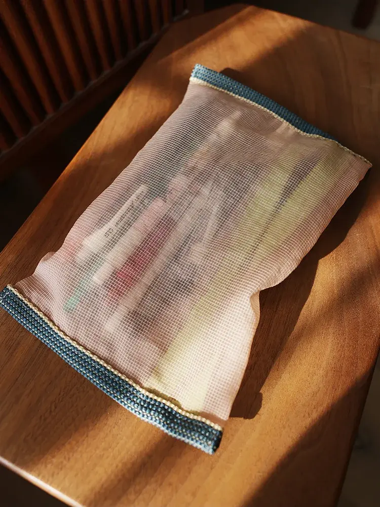 Translucent mesh nylon storage bag ID bag travel ticket data line pen storage portable thin foldable Cosmetic bag Pencil Case