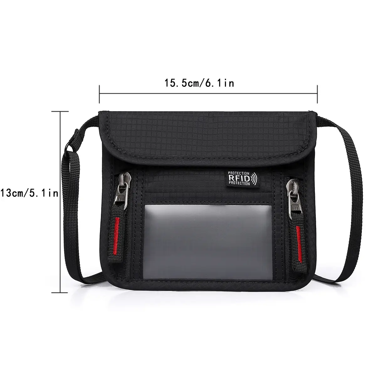 New Nylon Travel Passport Bag RFID Blocking Anti-theft Neck Hanging Document Bag Large Capacity Multi-Pockets ID Card Holder