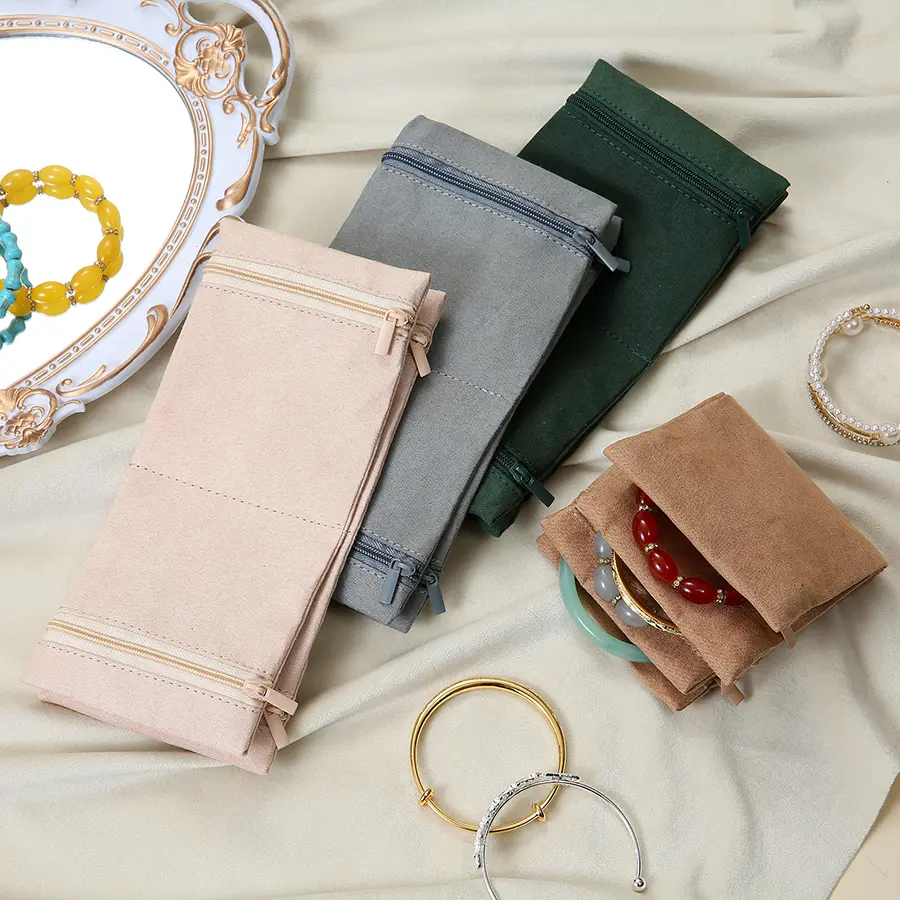 Foldable Jewelry Organizer Multiple Compartments High Capacity Travel Jewelry Storage Bag Zipper Delicate Clutch Bag Travel