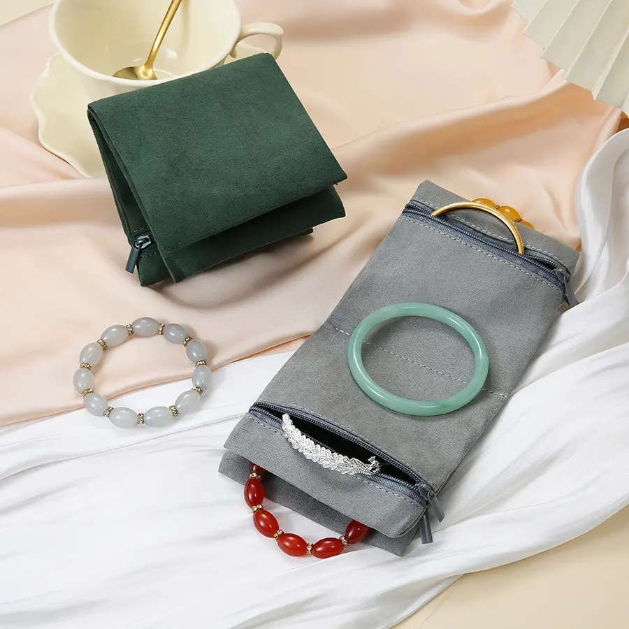 Foldable Jewelry Organizer Multiple Compartments High Capacity Travel Jewelry Storage Bag Zipper Delicate Clutch Bag Travel