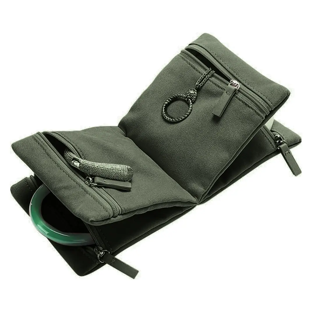 Foldable Jewelry Organizer Multiple Compartments High Capacity Travel Jewelry Storage Bag Zipper Delicate Clutch Bag Travel